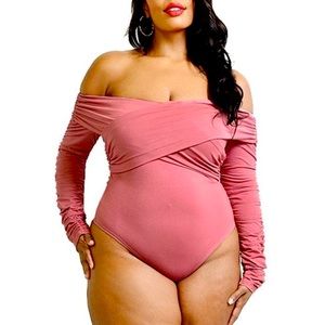 Mauve Plus Size Wrap Bodysuit